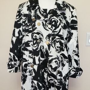 Alfani vintage swing jacket XL black and white with 10 chrome buttons.